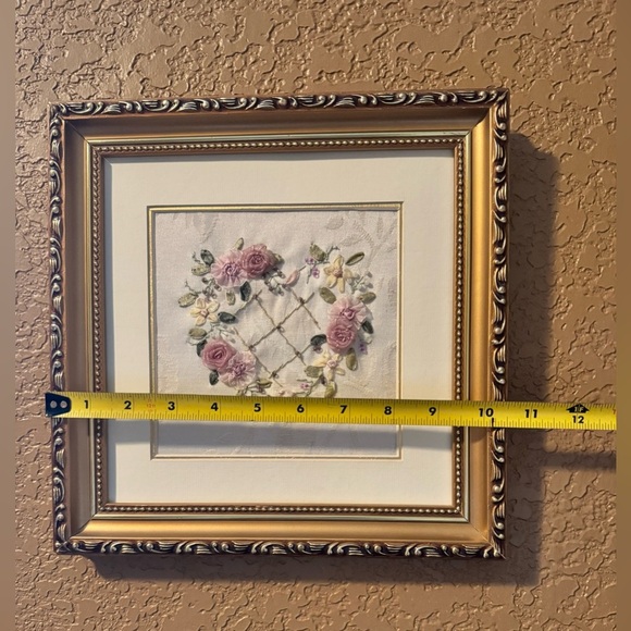 Ribbon Embroidery Art Work 3D Ribbon
Flowers with Beautiful Gold Ornate.… - Picture 4 of 5